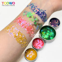 Load image into Gallery viewer, TCOWO Wholesale Biodegradable Plant Cellulose Glitter 28 Colors Mix Particle Size Heart Star Snowflakes for Cosmetics Crafts Christmas Weddings Parties EU Standard MSDS TUV Certified
