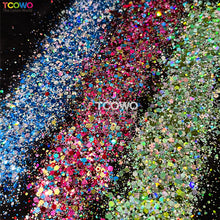 Load image into Gallery viewer, TCT-888 Biodegradable Christmas Mix Chunky Glitter, Eco-Friendly Cosmetic Grade, TCOWO Festive Red/Green/Gold Glitter (Wholesale Available)