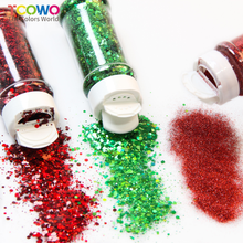 Load image into Gallery viewer, TCT-912 TCOWO Bulk Mix Christmas Glitter PET Film Holographic/Metallic/Rainbow Iridescent Chunky Glitter Shaker 2OZ/Bottle*4 Glitter for Nail Art Resin DIY Crafts Festival Decorations Face Body Hair Decoration Wholesale