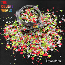 Load image into Gallery viewer, TCT-888 Biodegradable Christmas Mix Chunky Glitter, Eco-Friendly Cosmetic Grade, TCOWO Festive Red/Green/Gold Glitter (Wholesale Available)