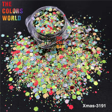 Load image into Gallery viewer, TCT-888 Biodegradable Christmas Mix Chunky Glitter, Eco-Friendly Cosmetic Grade, TCOWO Festive Red/Green/Gold Glitter (Wholesale Available)