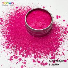 Load image into Gallery viewer, TCT-1058 Biodegradable Matte Fluorescent Glitter Eco-Friendly Vegan Cosmetic Grade Mix Chunky & 0.4mm Fine Glitter for Nail Body Face Art & Crafts