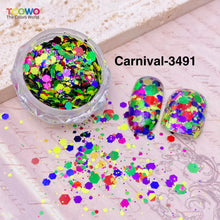 Load image into Gallery viewer, TCT-959 Holographic Chunky Glitter Mixed Size Mixed Colors PET Glitter Powder for Eyes Face Body Hair Musical Festivals Carnival Parties