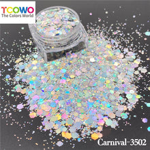 Load image into Gallery viewer, TCT960 Carnival Mixed Hexagon Colorful Sequin Powder Chunky Nail Glitter for Gel Polish DIY Nails Accessories Body Glitter Festival Rave
