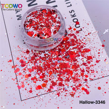 Load image into Gallery viewer, TCT-926 Halloween Party Confetti Black Red Glitter, Mix Bat Spider Cross Shapes Metallic Sequins, Non-Toxic Shining Glitter for Face Nail Body Festival Table Decor, BOPET Material with MSDS Certification