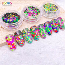 Load image into Gallery viewer, TCT-959 Holographic Chunky Glitter Mixed Size Mixed Colors PET Glitter Powder for Eyes Face Body Hair Musical Festivals Carnival Parties