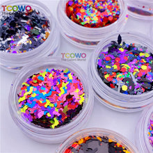 Load image into Gallery viewer, TCT-926 Halloween Party Confetti Black Red Glitter, Mix Bat Spider Cross Shapes Metallic Sequins, Non-Toxic Shining Glitter for Face Nail Body Festival Table Decor, BOPET Material with MSDS Certification