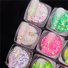 Load image into Gallery viewer, TCT-896 Eco‑Friendly Gold Background Iridescent Rainbow Chunky Glitter for Face Body Makeup Crafts Tumbler Decoration