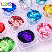 Load image into Gallery viewer, TCT960 Carnival Mixed Hexagon Colorful Sequin Powder Chunky Nail Glitter for Gel Polish DIY Nails Accessories Body Glitter Festival Rave
