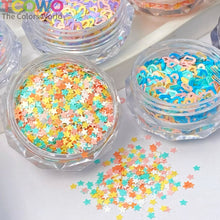 Load image into Gallery viewer, TCT-1054&TCT-1055 Kawaii Macaron PET Glitter Sequins Bulk Valentine Heart Flower Star Shapes Non-Toxic Solvent Resistant Perfect for Nail Art and DIY Creations
