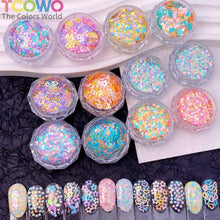 Load image into Gallery viewer, TCT-1054&TCT-1055 Kawaii Macaron PET Glitter Sequins Bulk Valentine Heart Flower Star Shapes Non-Toxic Solvent Resistant Perfect for Nail Art and DIY Creations