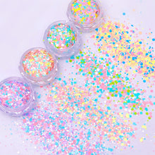 Load image into Gallery viewer, TCT-1054&TCT-1055 Kawaii Macaron PET Glitter Sequins Bulk Valentine Heart Flower Star Shapes Non-Toxic Solvent Resistant Perfect for Nail Art and DIY Creations