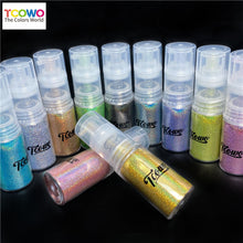 Load image into Gallery viewer, TCT-913 Holo Fine Glitter Spray Bottle Kit 12 Colors Sparkly Starry Shimmer Powder for Hair Body Nails Crafts Party Cosmetics Solvent Resistant