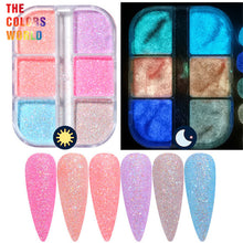 Load image into Gallery viewer, Glow in Dark Iridescent Rainbow Fine Glitter