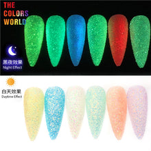 Load image into Gallery viewer, Glow in Dark Iridescent Rainbow Fine Glitter
