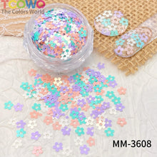 Load image into Gallery viewer, TCT-1054&TCT-1055 Kawaii Macaron PET Glitter Sequins Bulk Valentine Heart Flower Star Shapes Non-Toxic Solvent Resistant Perfect for Nail Art and DIY Creations