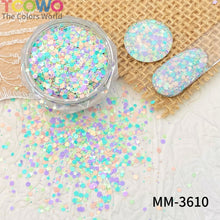 Load image into Gallery viewer, TCT-1054&TCT-1055 Kawaii Macaron PET Glitter Sequins Bulk Valentine Heart Flower Star Shapes Non-Toxic Solvent Resistant Perfect for Nail Art and DIY Creations