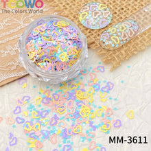 Load image into Gallery viewer, TCT-1054&TCT-1055 Kawaii Macaron PET Glitter Sequins Bulk Valentine Heart Flower Star Shapes Non-Toxic Solvent Resistant Perfect for Nail Art and DIY Creations