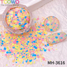 Load image into Gallery viewer, TCT-1054&TCT-1055 Kawaii Macaron PET Glitter Sequins Bulk Valentine Heart Flower Star Shapes Non-Toxic Solvent Resistant Perfect for Nail Art and DIY Creations