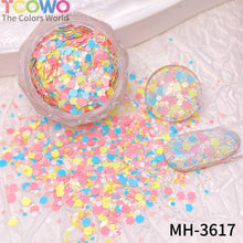 Load image into Gallery viewer, TCT-1054&TCT-1055 Kawaii Macaron PET Glitter Sequins Bulk Valentine Heart Flower Star Shapes Non-Toxic Solvent Resistant Perfect for Nail Art and DIY Creations