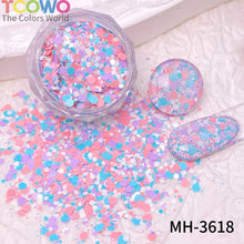 Load image into Gallery viewer, TCT-1054&TCT-1055 Kawaii Macaron PET Glitter Sequins Bulk Valentine Heart Flower Star Shapes Non-Toxic Solvent Resistant Perfect for Nail Art and DIY Creations