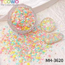 Load image into Gallery viewer, TCT-1054&TCT-1055 Kawaii Macaron PET Glitter Sequins Bulk Valentine Heart Flower Star Shapes Non-Toxic Solvent Resistant Perfect for Nail Art and DIY Creations