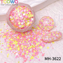 Load image into Gallery viewer, TCT-1054&TCT-1055 Kawaii Macaron PET Glitter Sequins Bulk Valentine Heart Flower Star Shapes Non-Toxic Solvent Resistant Perfect for Nail Art and DIY Creations