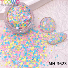 Load image into Gallery viewer, TCT-1054&TCT-1055 Kawaii Macaron PET Glitter Sequins Bulk Valentine Heart Flower Star Shapes Non-Toxic Solvent Resistant Perfect for Nail Art and DIY Creations