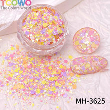 Load image into Gallery viewer, TCT-1054&TCT-1055 Kawaii Macaron PET Glitter Sequins Bulk Valentine Heart Flower Star Shapes Non-Toxic Solvent Resistant Perfect for Nail Art and DIY Creations