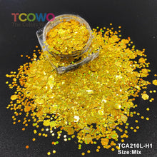 Load image into Gallery viewer, TCT-045 Mix Chunky Holographic Glitter Powder, a high-quality PET decorative material with long-lasting sparkle and holographic effect, ideal for personal and wholesale use.