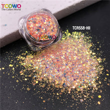 Load image into Gallery viewer, TCT-896 Eco‑Friendly Gold Background Iridescent Rainbow Chunky Glitter for Face Body Makeup Crafts Tumbler Decoration