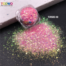 Load image into Gallery viewer, TCT-896 Eco‑Friendly Gold Background Iridescent Rainbow Chunky Glitter for Face Body Makeup Crafts Tumbler Decoration