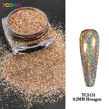 Load image into Gallery viewer, TCT-814 TCOWO Strong Holographic Color Fine Glitter Solvent Resistant Ultrathin Material Nails Art Manicure Makeup DIY Decoration Powder