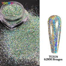 Load image into Gallery viewer, TCT-814 TCOWO Strong Holographic Color Fine Glitter Solvent Resistant Ultrathin Material Nails Art Manicure Makeup DIY Decoration Powder