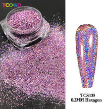 Load image into Gallery viewer, TCT-814 TCOWO Strong Holographic Color Fine Glitter Solvent Resistant Ultrathin Material Nails Art Manicure Makeup DIY Decoration Powder