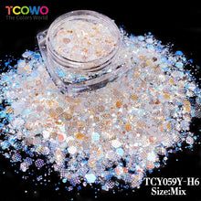 Load image into Gallery viewer, TCT-1046 Embossed High Sparkle Silver Mirror Glitter Bulk Wholesale, Eco-Friendly PET Mix Size Chunky Glitter Powder for Nail Art Resin Tumblers Crafts Valentine Decor