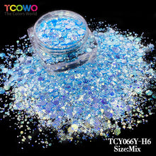 Load image into Gallery viewer, TCT-1046 Embossed High Sparkle Silver Mirror Glitter Bulk Wholesale, Eco-Friendly PET Mix Size Chunky Glitter Powder for Nail Art Resin Tumblers Crafts Valentine Decor