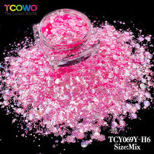 Load image into Gallery viewer, TCT-1046 Embossed High Sparkle Silver Mirror Glitter Bulk Wholesale, Eco-Friendly PET Mix Size Chunky Glitter Powder for Nail Art Resin Tumblers Crafts Valentine Decor