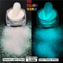 Load image into Gallery viewer, Glow in Dark Iridescent Rainbow Fine Glitter