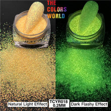 Load image into Gallery viewer, Glow in Dark Iridescent Rainbow Fine Glitter