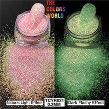 Load image into Gallery viewer, Glow in Dark Iridescent Rainbow Fine Glitter
