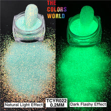 Load image into Gallery viewer, Glow in Dark Iridescent Rainbow Fine Glitter