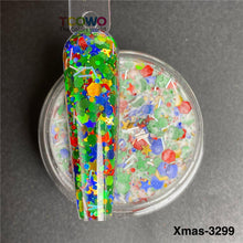 Load image into Gallery viewer, TCT-919 Christmas Glitter Mix Acrylic Powder For Nails Extension Dipping Engraving, Poly Monomer, PMMA, 10-60um, Custom Color/Packaging, Guangdong China, MSDS/SGS, Free Sample & Wholesale TCOWO