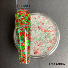 Load image into Gallery viewer, TCT-919 Christmas Glitter Mix Acrylic Powder For Nails Extension Dipping Engraving, Poly Monomer, PMMA, 10-60um, Custom Color/Packaging, Guangdong China, MSDS/SGS, Free Sample & Wholesale TCOWO