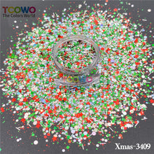Load image into Gallery viewer, TCT-932 Christmas Sparkle Glitter Sequins Non-Toxic Eco-Friendly PET Glitter for Nail Art, Resin, Candle, DIY Crafts, Face Body Hair Makeup, Festival & Wedding Decorations