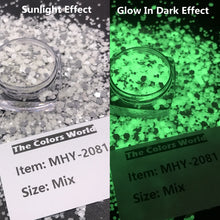 Load image into Gallery viewer, TCT-599 Reflective Flash Glow In Dark Glitter Chunky Nails Glitter Luminous Nail Decoration Crafts Manicure Festival Accessories