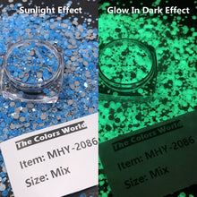 Load image into Gallery viewer, TCT-599 Reflective Flash Glow In Dark Glitter Chunky Nails Glitter Luminous Nail Decoration Crafts Manicure Festival Accessories