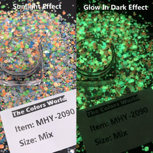 Load image into Gallery viewer, TCT-599 Reflective Flash Glow In Dark Glitter Chunky Nails Glitter Luminous Nail Decoration Crafts Manicure Festival Accessories