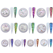 Load image into Gallery viewer, TCT-238 Unicorn White Chameleon Flakes Magic Aurola Foil Chrome Chameleon Shards