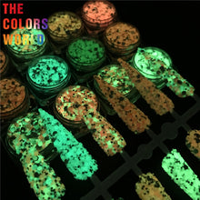 Load image into Gallery viewer, TCT-599 Reflective Flash Glow In Dark Glitter Chunky Nails Glitter Luminous Nail Decoration Crafts Manicure Festival Accessories
